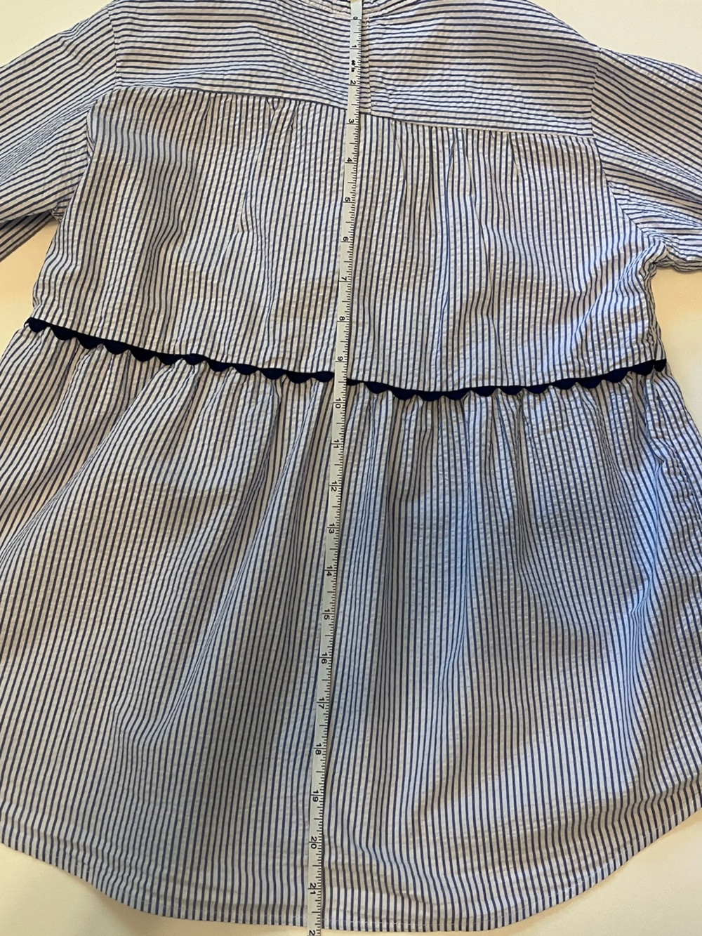 Girls Blue Stripe Button-Front Peplum Top - Bespoke - Picture 4 of 5